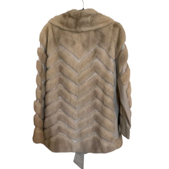 Vintage Furs By Szor & Deider Beige Mink Fur Jacket Belted Waist Old Money - Picture 14 of 16